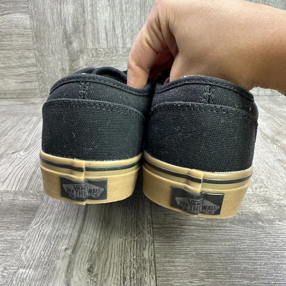 Vans Atwood‎ Sneakers Women 8.5 Black Canvas Gum Sole Low Top NEW